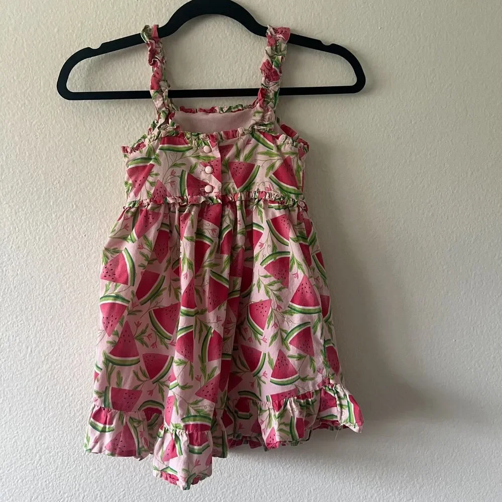 Cynthia Rowley Girls Sundress Size 5 – Watermelon Print Ruffle Summer Dress - Picture 2 of 4